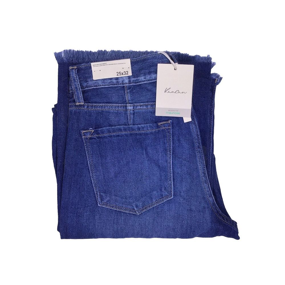 KANCAN High Rise‎ Wide Leg Jeans Women's Size 25 Raw Hem Distressed NEW